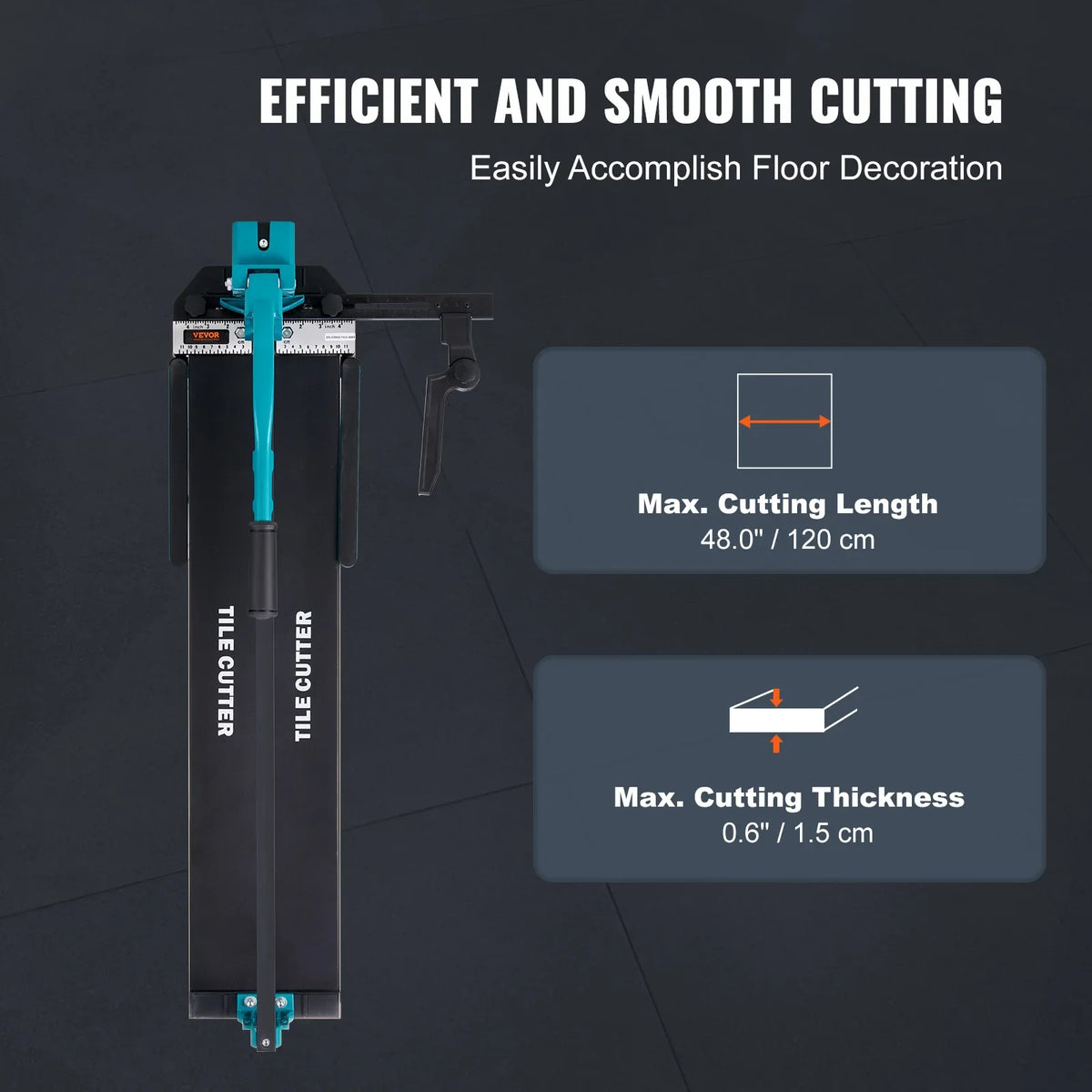 1200mm Manual Tile Cutter,Porcelain Ceramic Tile Cutter Tungsten Carbide Cutting Wheel,Infrared Positioning,Anti-Skid Feet