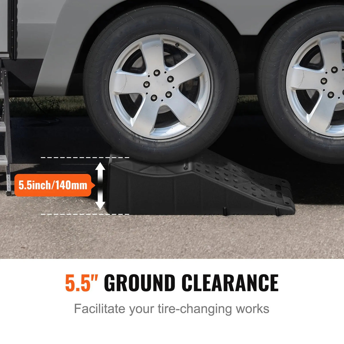 Car Service Ramp, 20000 lbs/10 ton Capacity, 5.5" Lift Car Ramp, Low Profile Plastic Tire Ramp for Oil Changes Wheels