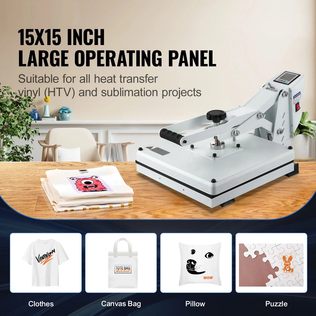 Heat Press,15x15 In Fast Heating, High Pressure Heat Press ,Digital Industrial Sublimation Printer for Heat Transfer Vinyl