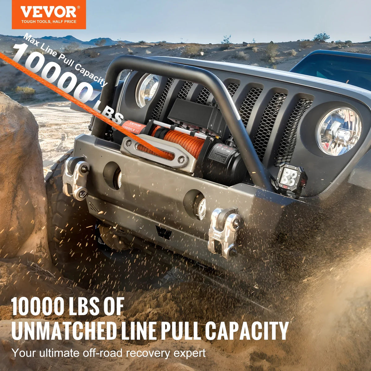 10,000 lb 12V DC Electric Winch with Wired Remote Control, IP55 Waterproof for Towing Off-Road SUV Jeep Trailer Boat