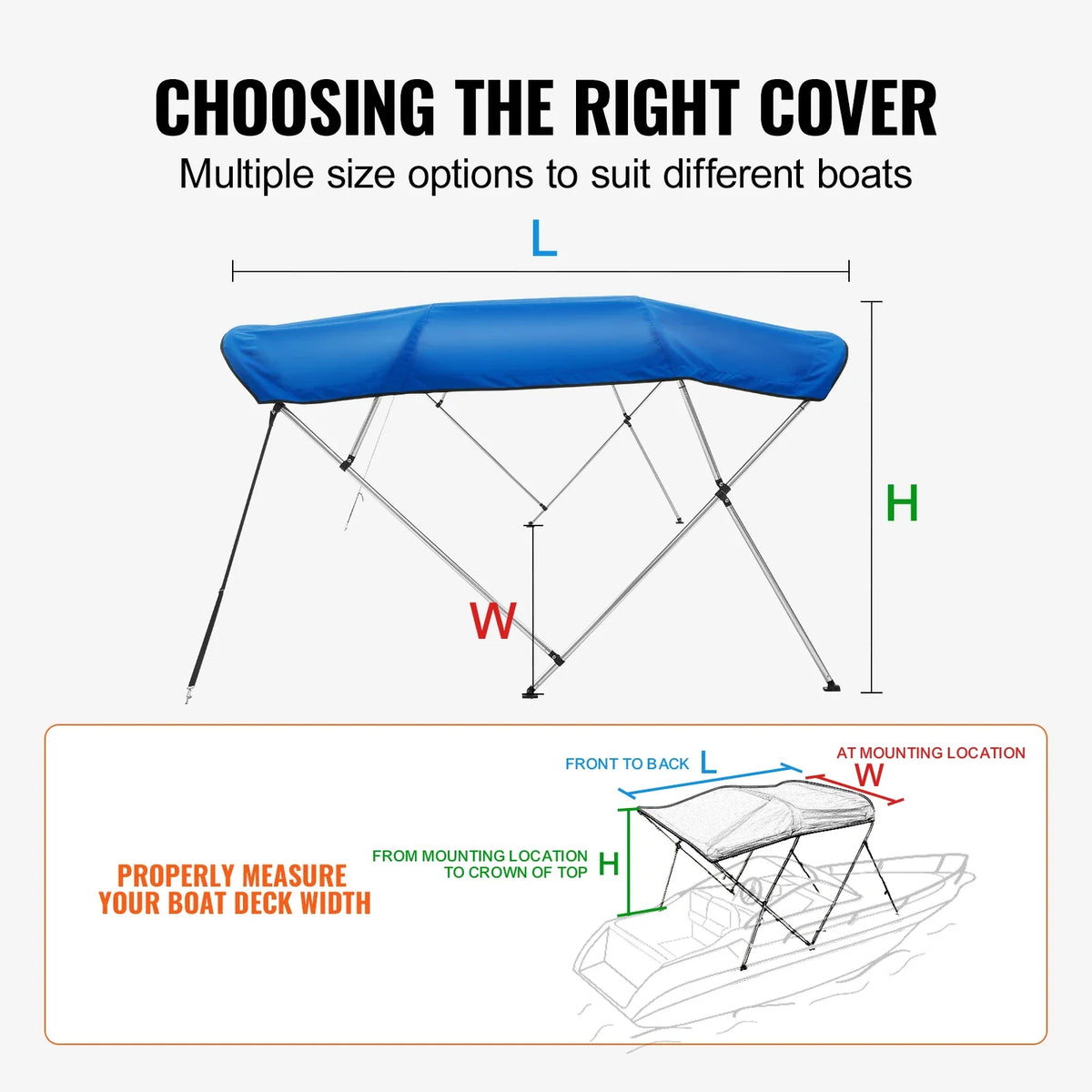 4 Bow Bimini Top Boat Cover 900D Polyester Canopy with 1" Aluminum Alloy Frame Waterproof&Sun Shade Includes Storage Boot