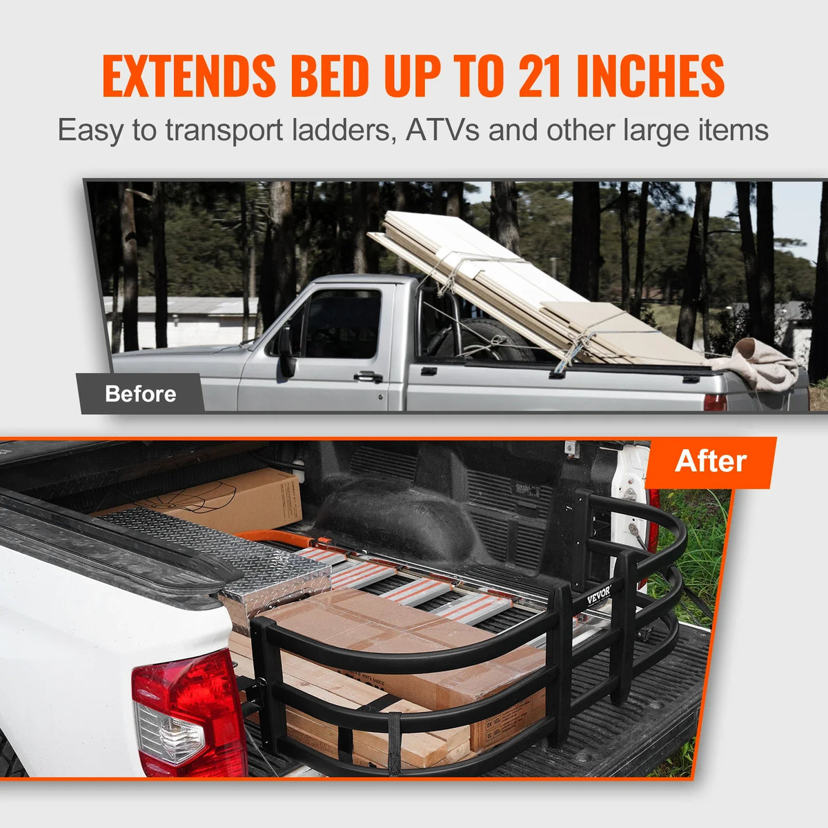 Truck Bed Extender Aluminum Retractable Tailgate Extender Fits for Ford Super Duty F150  Toyota Tundra Nissan Titan