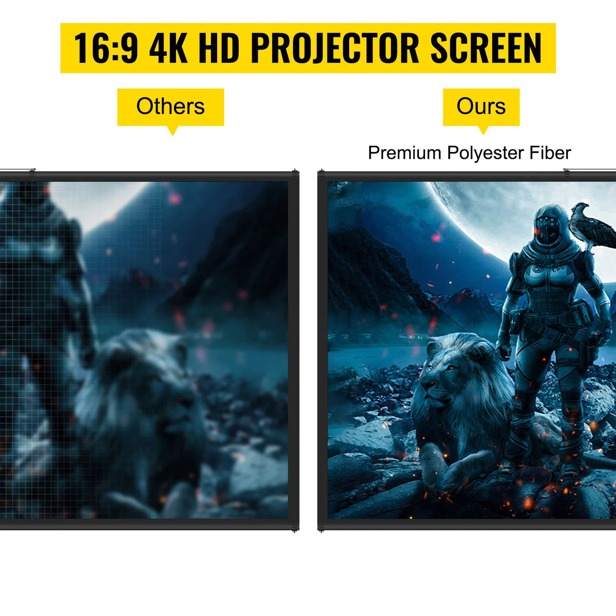 Tripod Projector Screen  Stand 90 inch 4K HD Projection Screen Stand Wrinkle-Free Height Adjustable for Movie, Home Cinema