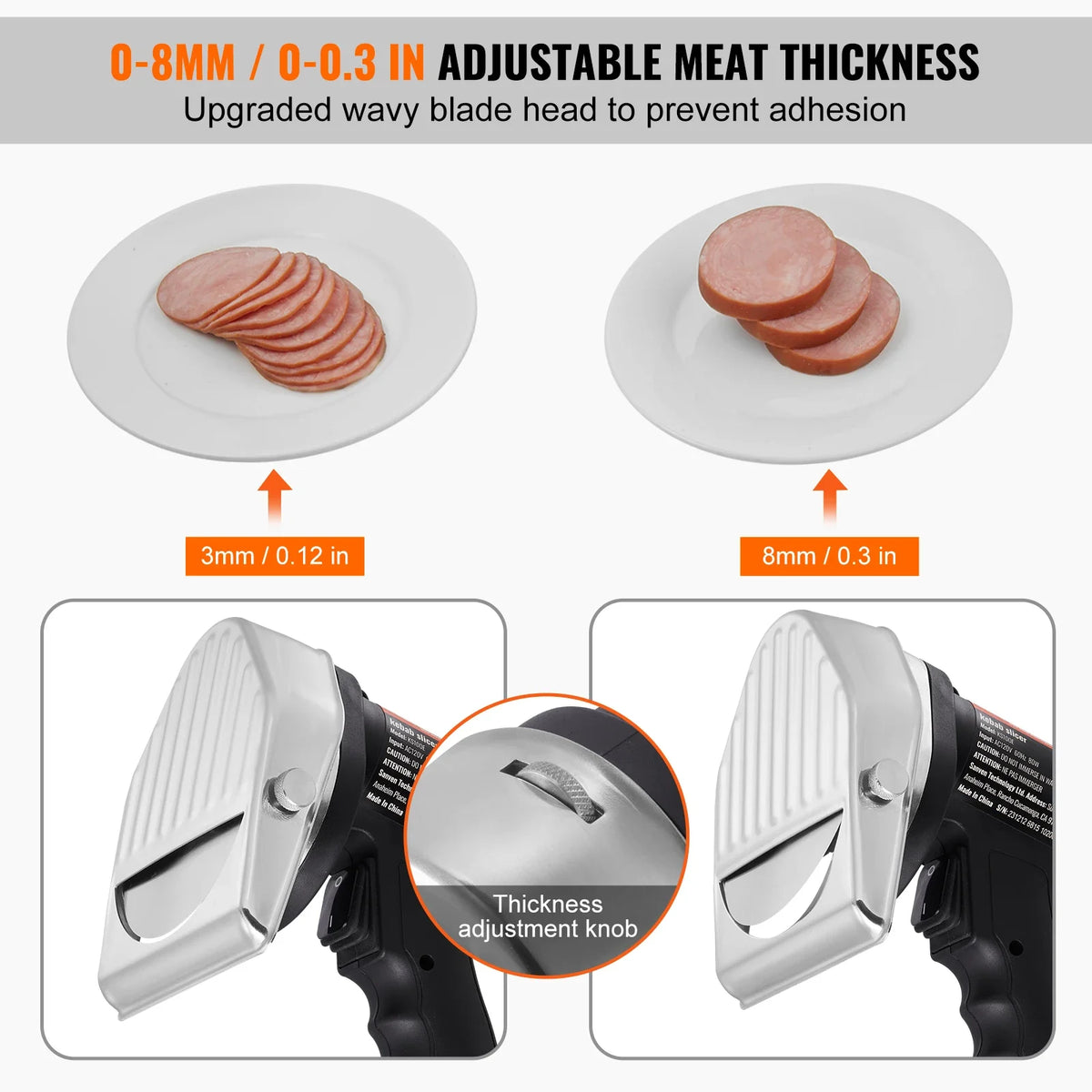 Electric Shawarma Knife, Professional Turkish Kebab Knife, Commercial Stainless Steel Gyro Cutter,Doner Kebab Meat Slicer