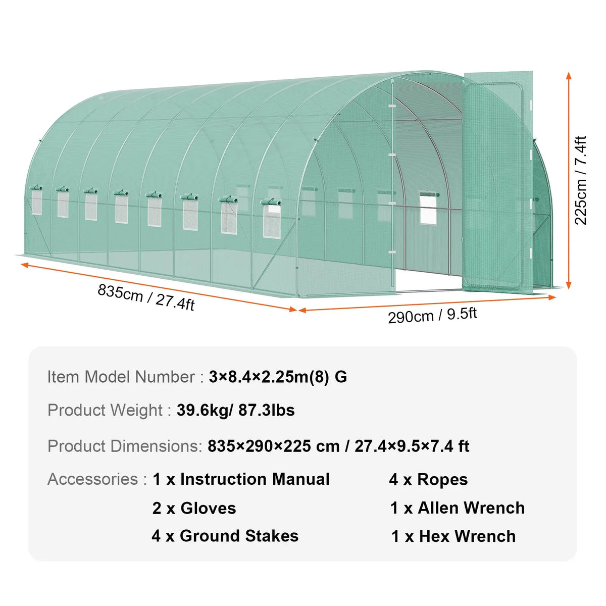 Walk-in Tunnel Greenhouse Galvanized Frame & Waterproof Cover 15x7x7/10x7x7/20x10x7/12x7x7 ft Greenhouses & Cold Frames