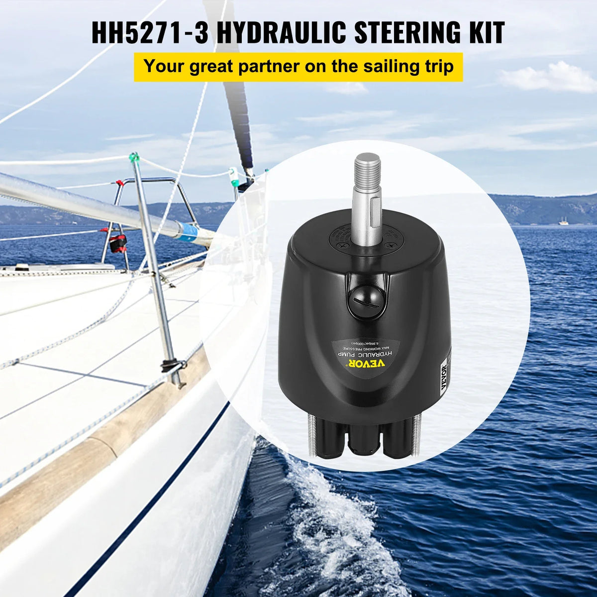 Outboard Hydraulic Steering Pump Helm 300 HP Hydraulic Pump HH5271-3 for Cruisers Runabouts Boats
