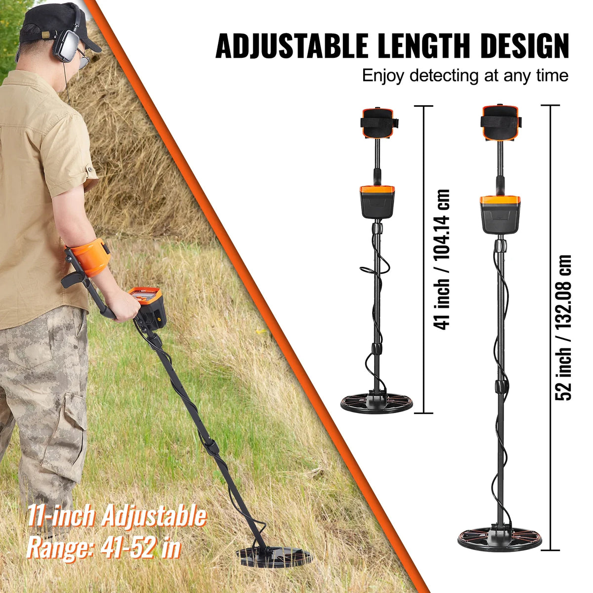 Metal Detector 10" Coil Higher Accuracy Gold Detector W/LCD Display 7 Modes DSP Chip For 10" Depth Detecting Gold Treasure