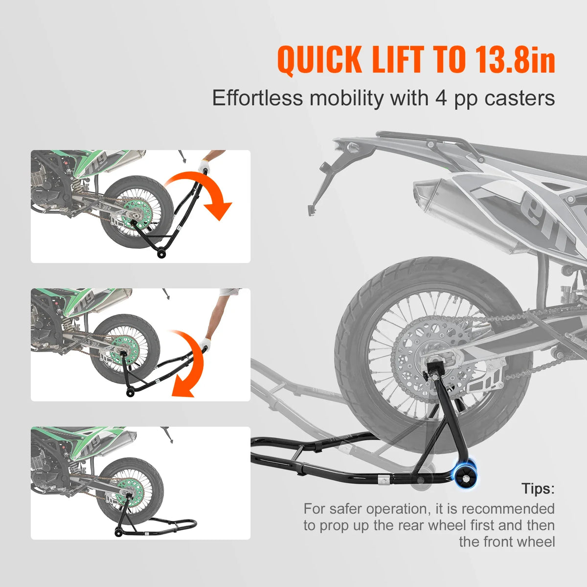 Motorcycle Stand Lift, 850lbs Front Rear Combo Stand Lift Stand, Front and Rear Wheel Fork Stand, U+L Fork Swingarm Spool