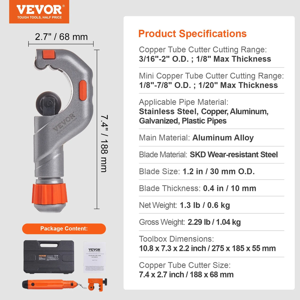 3PCS Tubing Cutter Mini Tube Cutter Deburring Tool Heavy Duty Pipe Cutter for Copper Aluminum Stainless Steel Plastic Pipe