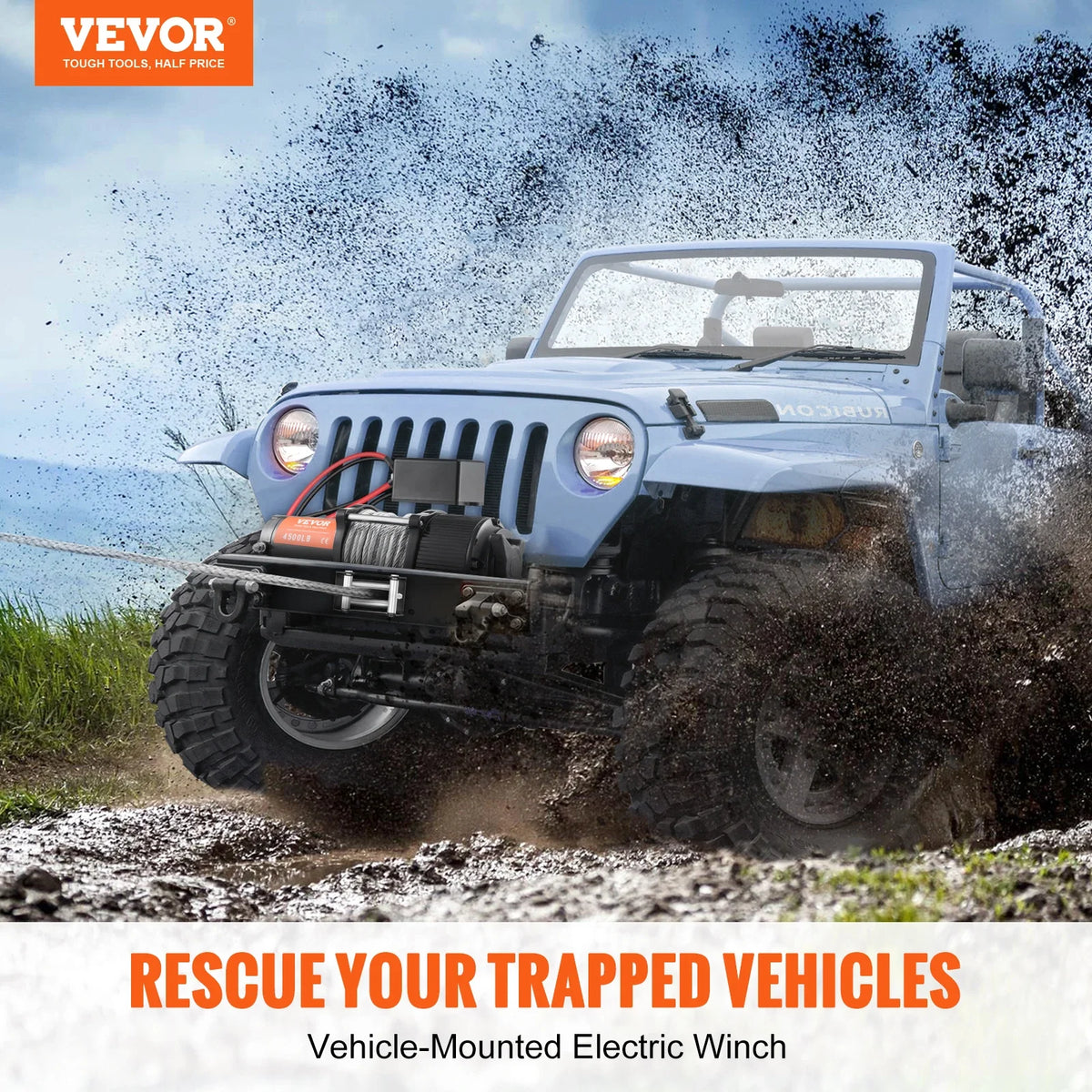 Electric Winch 4500 lb Steel Rope Winch ATV UTV Winch with Wireless Handheld Remote for Towing Jeep Off-Road Truck Car