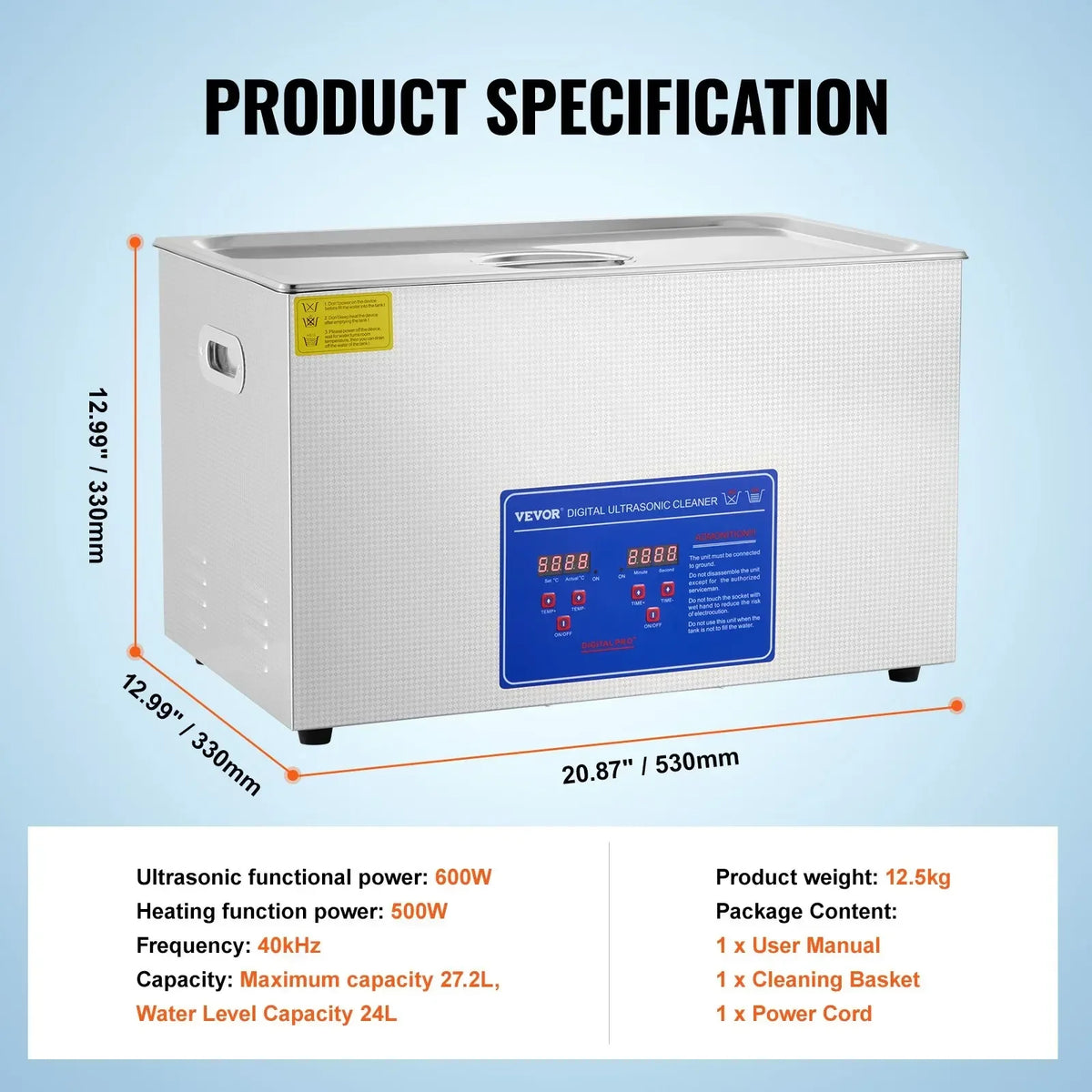 Ultrasonic Cleaner with Digital Timer - 2L to 30L Stainless Steel Tank for Jewelry, Glasses, Watches & Industrial Parts