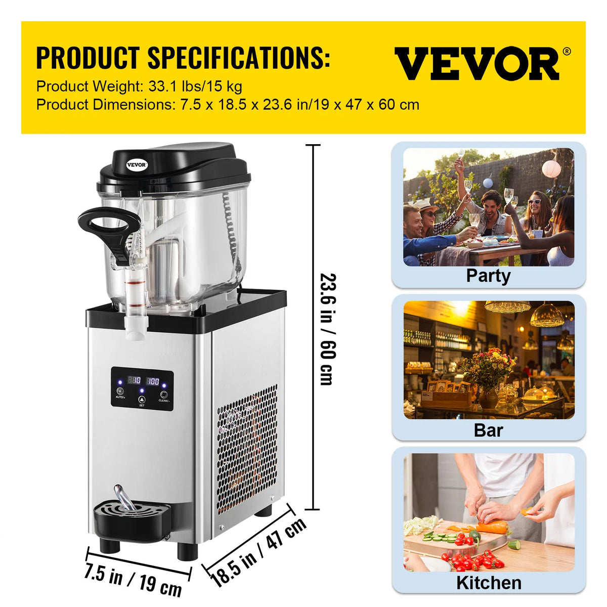 Commercial Slushy Machine, 6L 25 Cups Single-Bowl, 300W Stainless Steel Margarita Smoothie Frozen Drink Maker, for Cafes