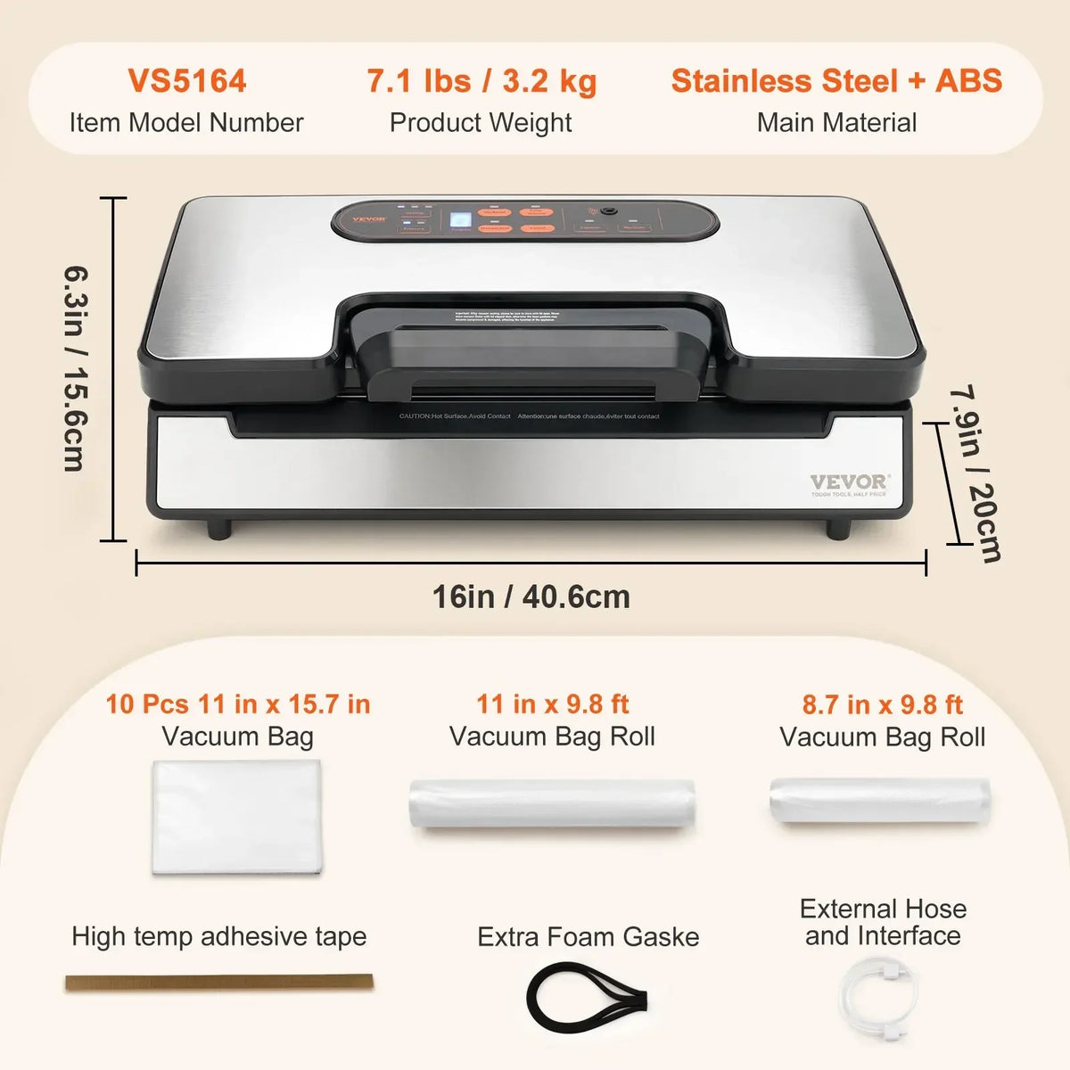 Vacuum Sealer Machine Food Preservation Storage Saver 90Kpa for Dry Moist Food Storage Automatic and Manual Air Sealing
