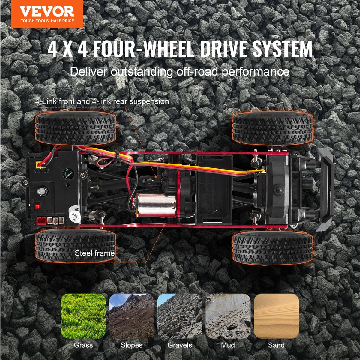 Fast RC Cars 3km/h 1/24 Off Road All Terrain 4WD with Full Lighting Remote Control Racing Truck for Adults and Kids Toys