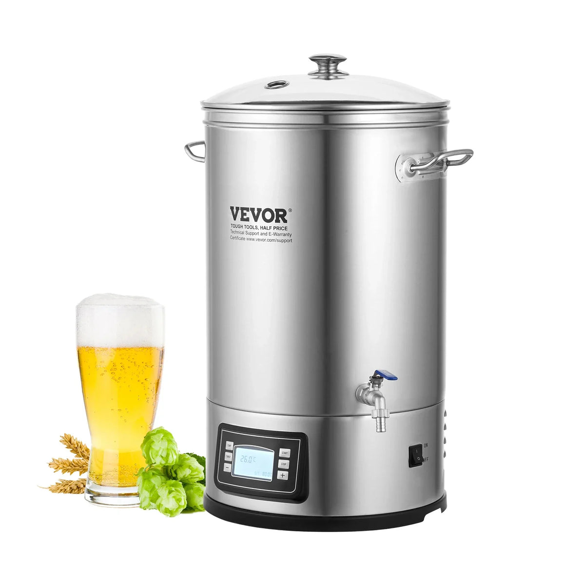 Electric Brewing System, 8GAL Brewing Stock Pot, All-in-One Home Beer Brewer, 304 Stainless Steel Brewing Supplies w/Panel