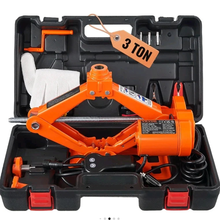 4 in 1 Electric Car Jack Set, Max 5 Ton/11023 LBS Hydraulic Jack with Electric Impact Wrench, Built-in Inflatable Pump