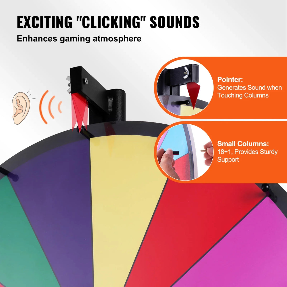 18/24/36 inch Spinning Prize Wheel 14 Slots Spinning Wheel Tabletop or Floor Standing Win Fortune Spin Games in Party Pub