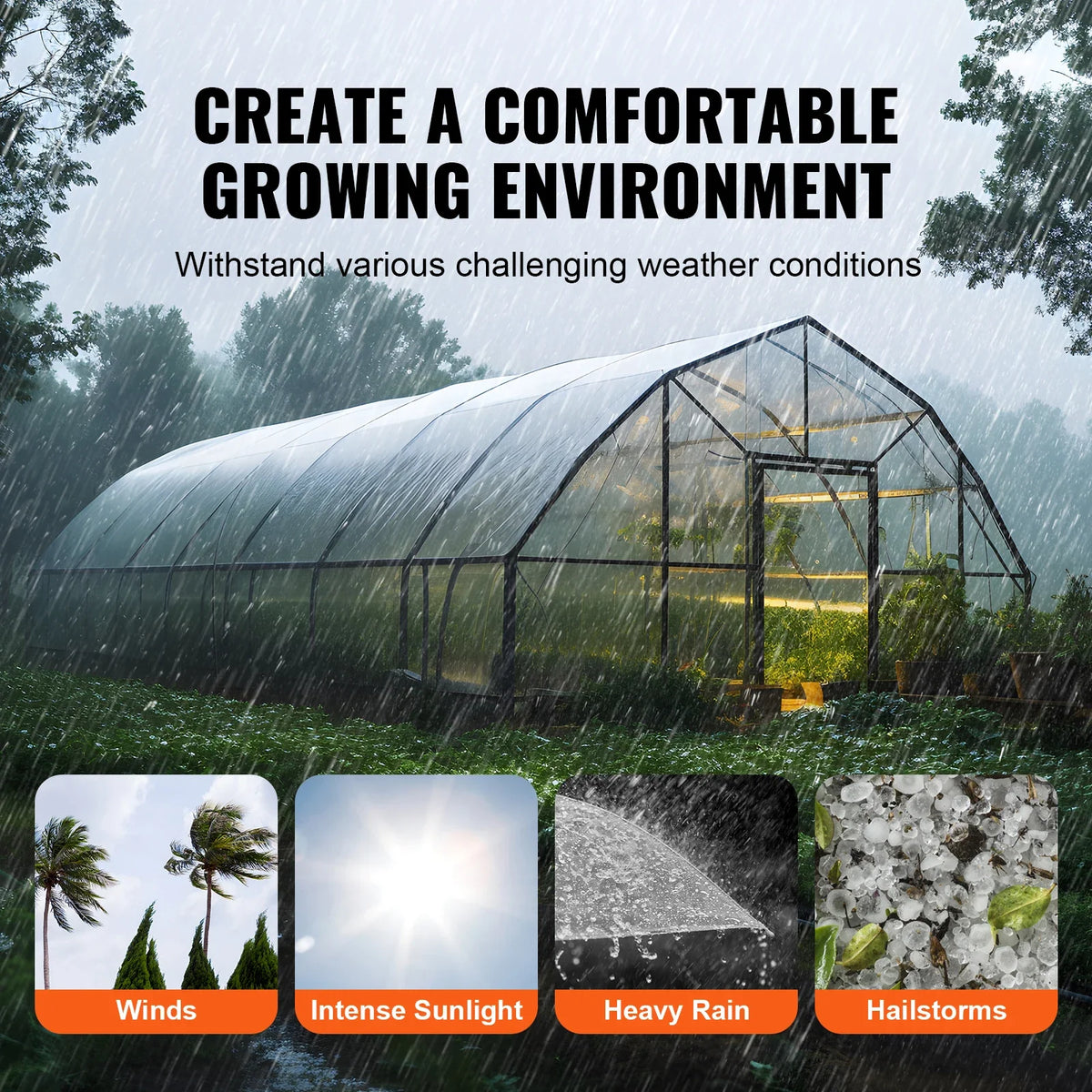 Greenhouse Plastic Sheeting Clear Greenhouse Film Polyethylene Film 4 Year UV Resistant for Gardening Farming Agriculture