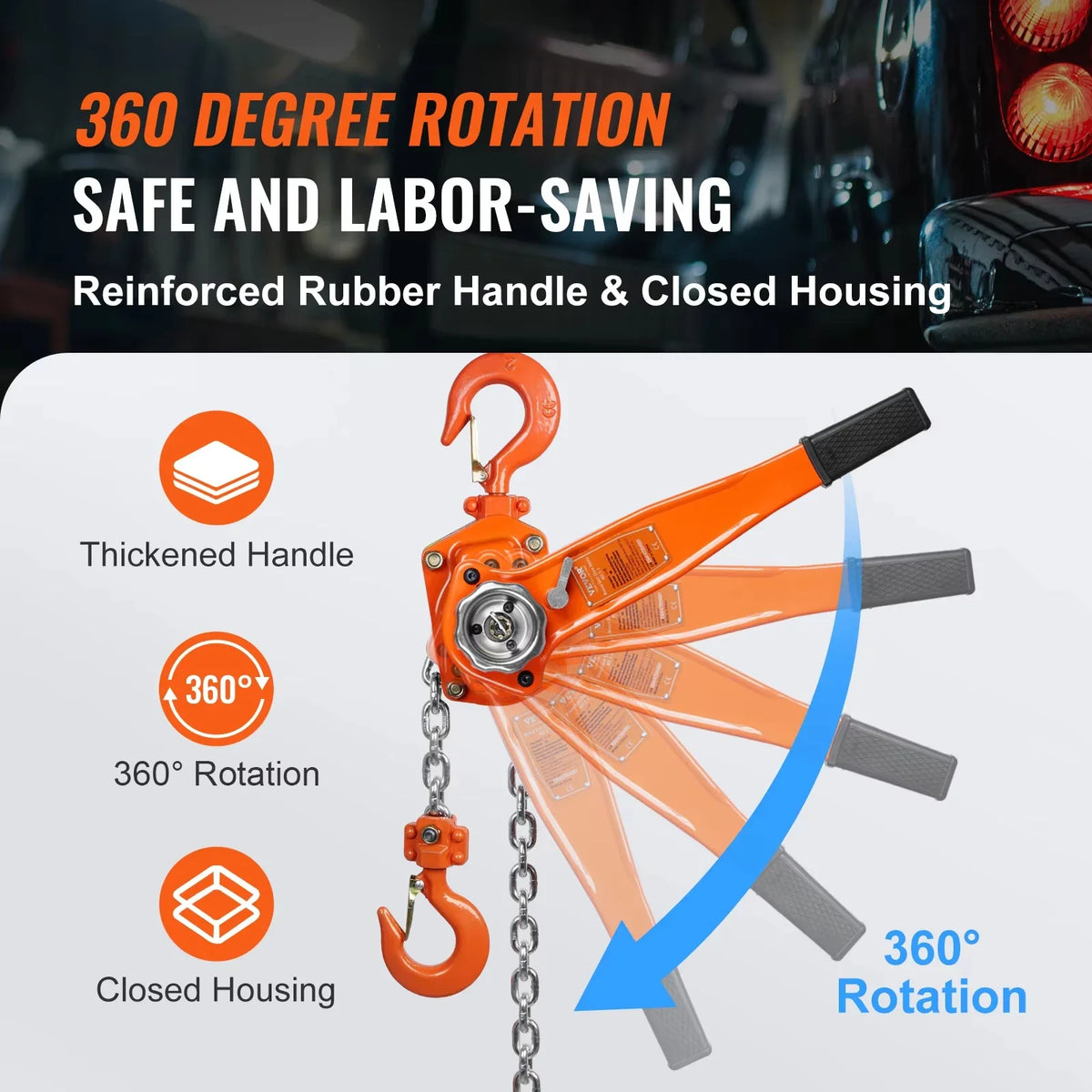 Manual Lever Chain Hoist 0.75/1.5/3/6Ton 10/20 FT Come Along G80 Galvanized Carbon Steel Auto Chain Leading for Garage