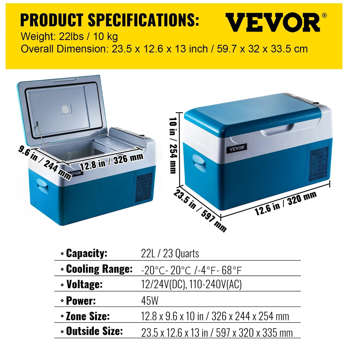 Car Mini Refrigerator Mini Fridge22-45L Freezer Portable Compressor Cooler 12/24V DC 110-240V Ice Box for Camping