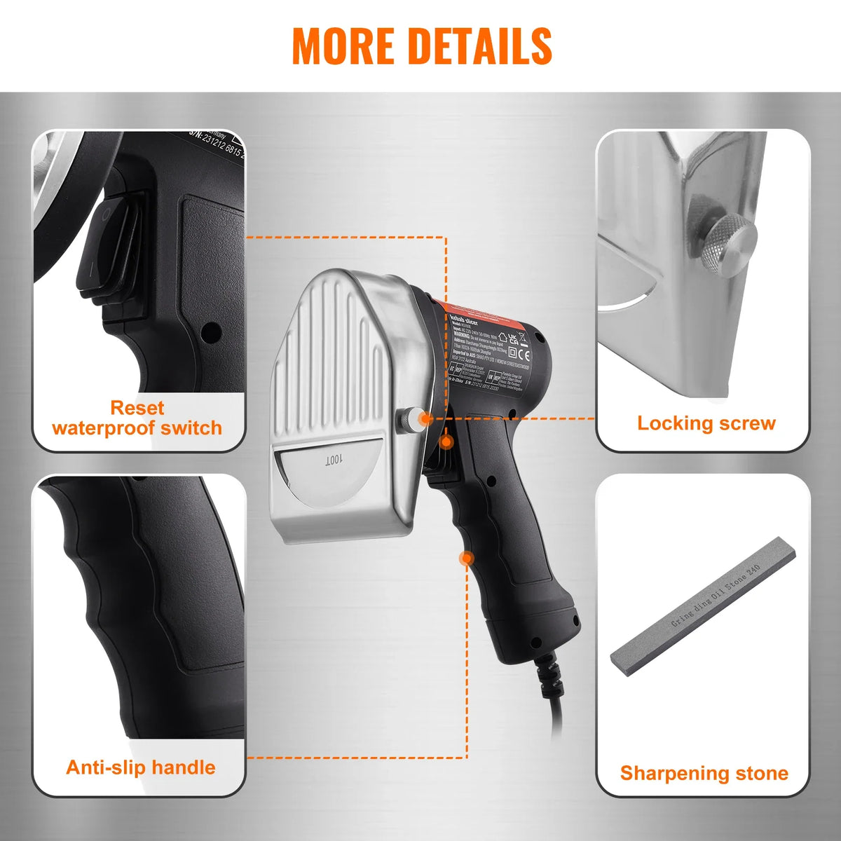 Electric Shawarma Knife, Professional Turkish Kebab Knife, Commercial Stainless Steel Gyro Cutter,Doner Kebab Meat Slicer