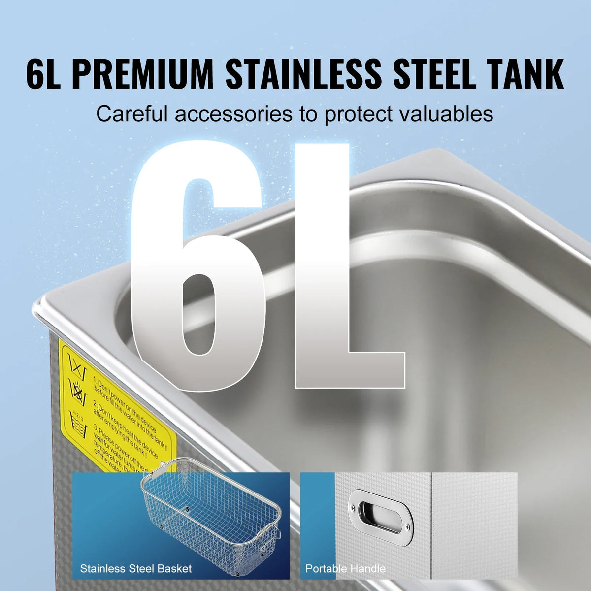 6L Ultrasonic Cleaner with Digital Timer & Heater, Ultra Sonic Jewelry Cleaner, Stainless Steel Heated Cleaning Machine