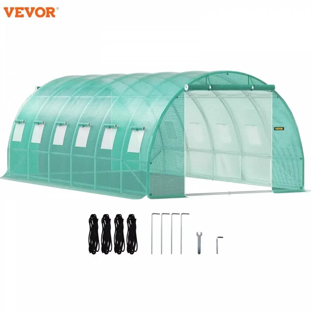 Walk-in Tunnel Greenhouse Galvanized Frame & Waterproof Cover 15x7x7/10x7x7/20x10x7/12x7x7 ft Greenhouses & Cold Frames