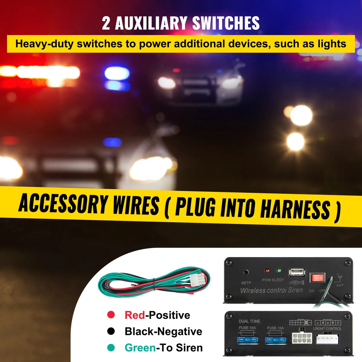 200W 18 Sound 12V Loud Car Warning Alarm Police Fire  Siren  PA Speaker MIC System for All Specific Vehicles