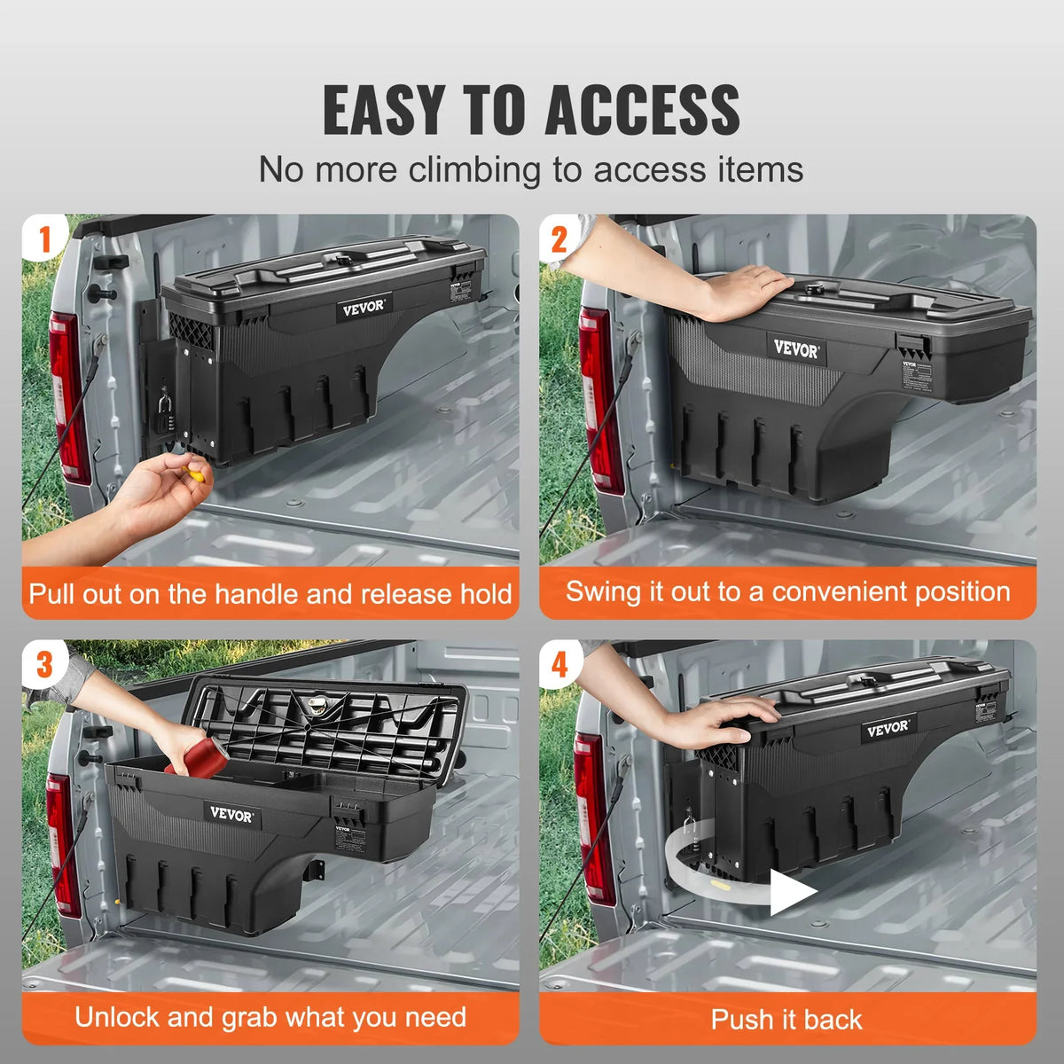 Truck Bed Storage Box, 6.6 Gal/25 L ABS Wheel Well Tool Box, Waterproof and Durable, Compatible with Ford F-150 2015-2021