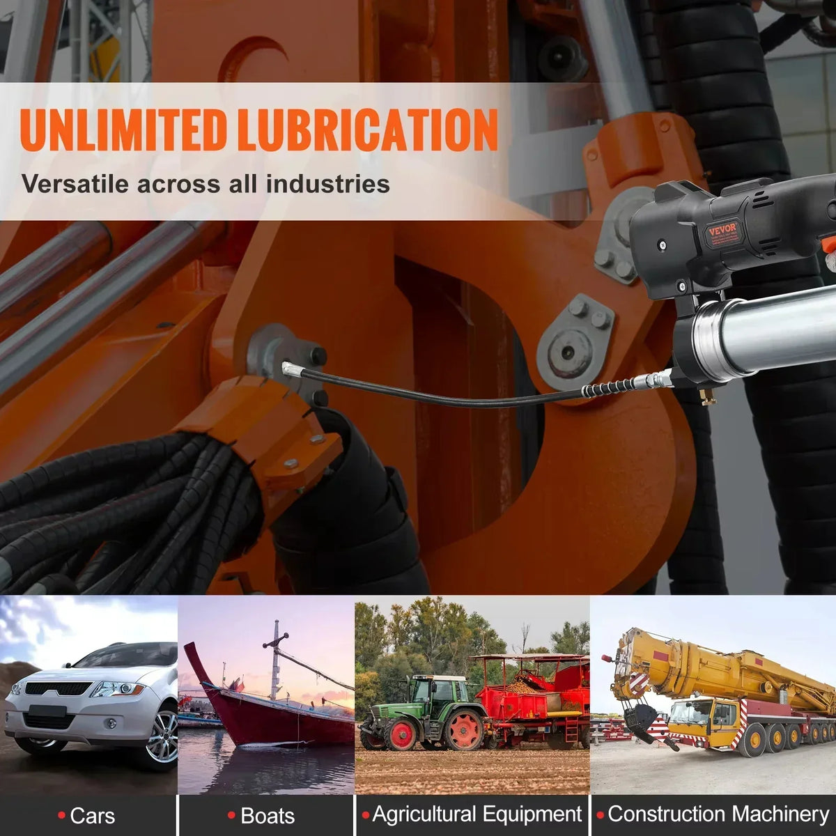 10000PSI 20-Volt Cordless Electric Grease Gun Kit Battery Powered with Two Batteries Carrying Case Charger Included