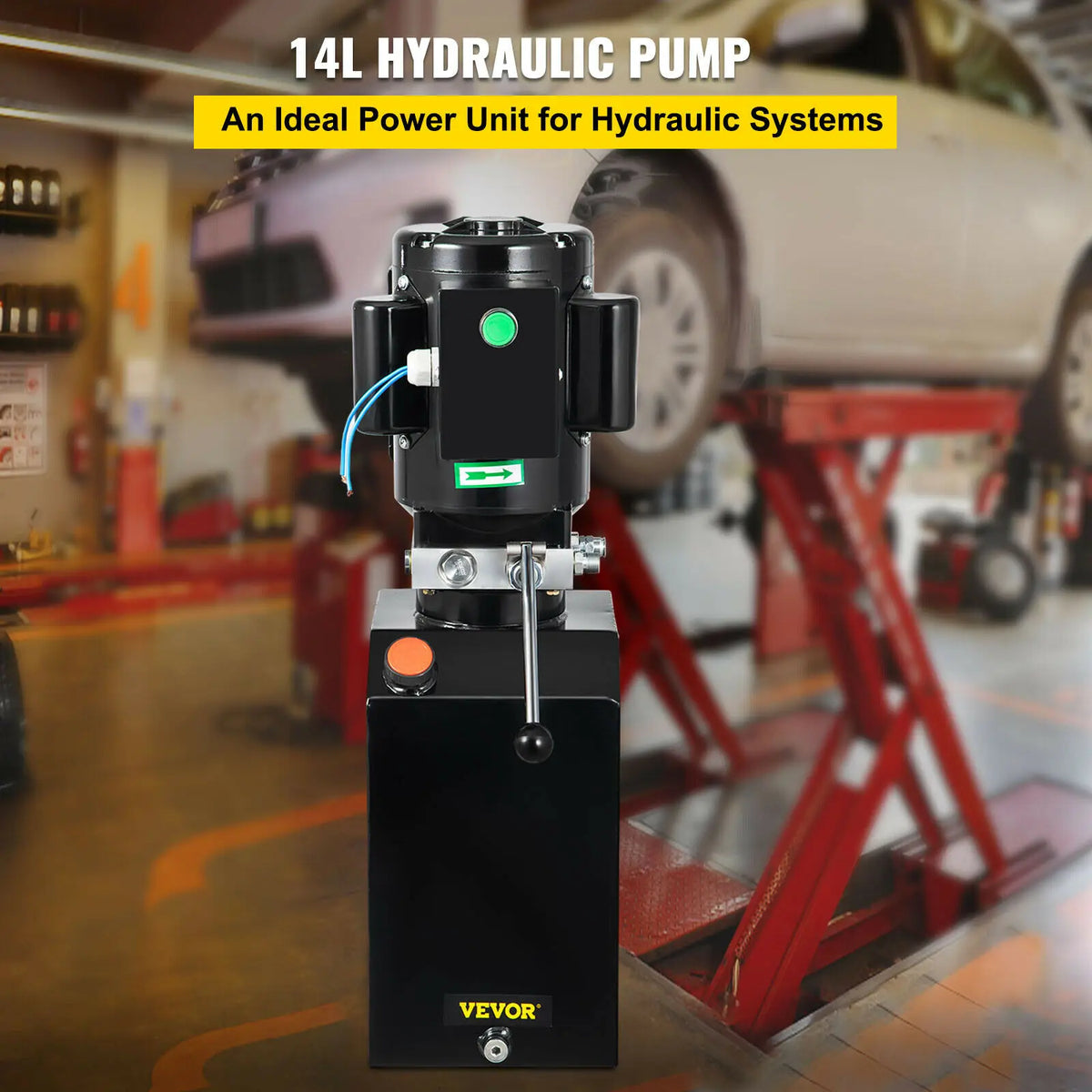 Car Mounted Hydraulic Pump 14L Quarthydraulic Pump Unit 2950Psi Dump Trailer 1 Ph Auto Repair Shop With Oil Reservoir Tan