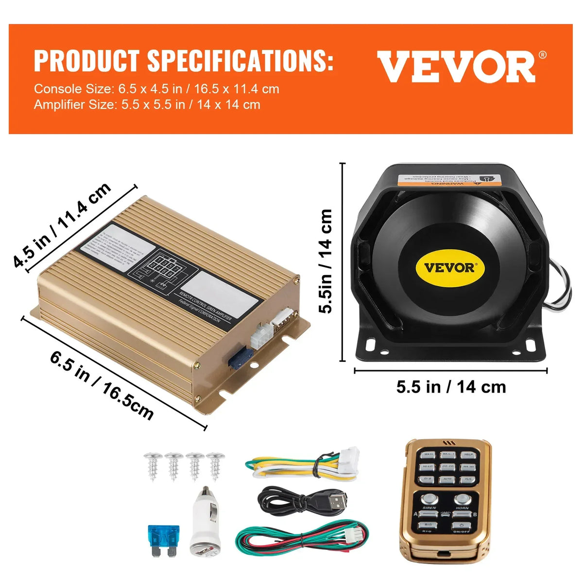 Car Warning Alarm 200W 8/18 Sounds 12V Loud 1/2 Horn Police Fire Siren PA Speaker MIC System for All Specific Vehicles
