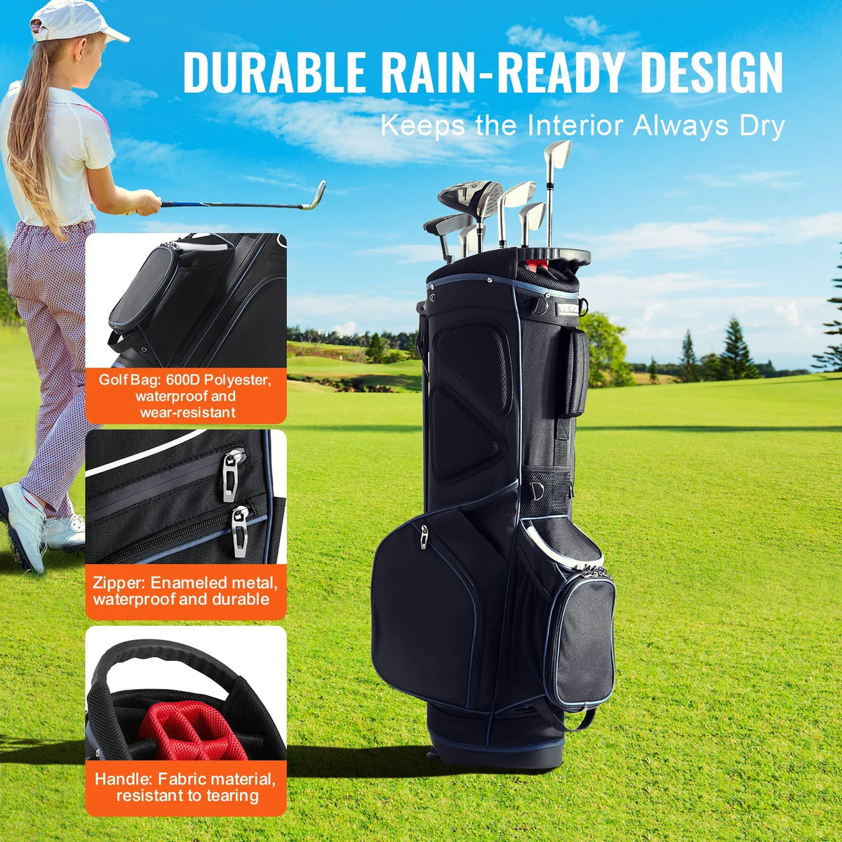 Golf Cart Bag with 14 Way Organizer Divider Top Pockets Premium Cart Bag Durable Golf Bags with Handles & Dust Cover
