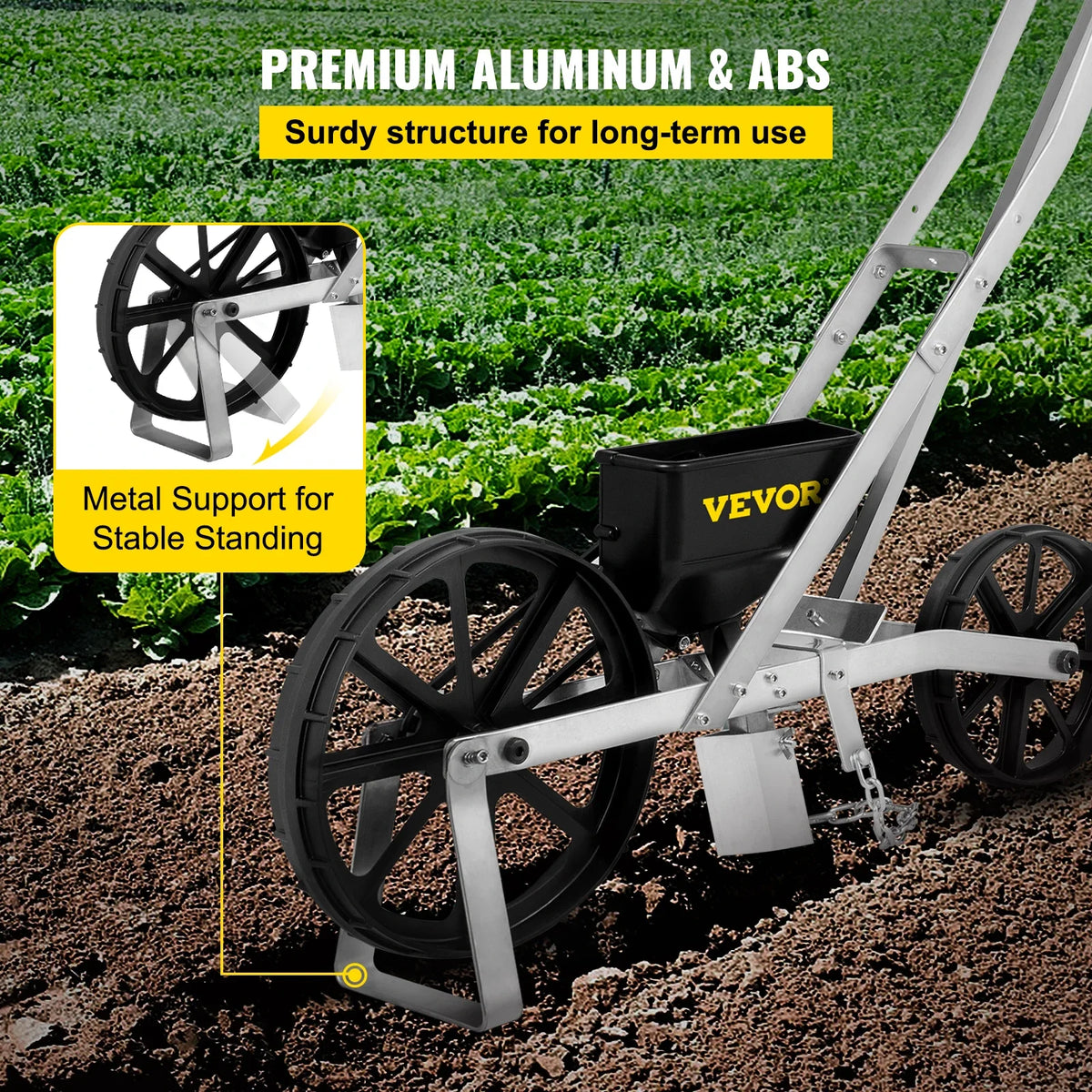 Garden Seeder Walk-Behind Garden Push Seeder Manual Row Crop Planter Garden Lawn Spreader for Sowing Seed for Various Seed