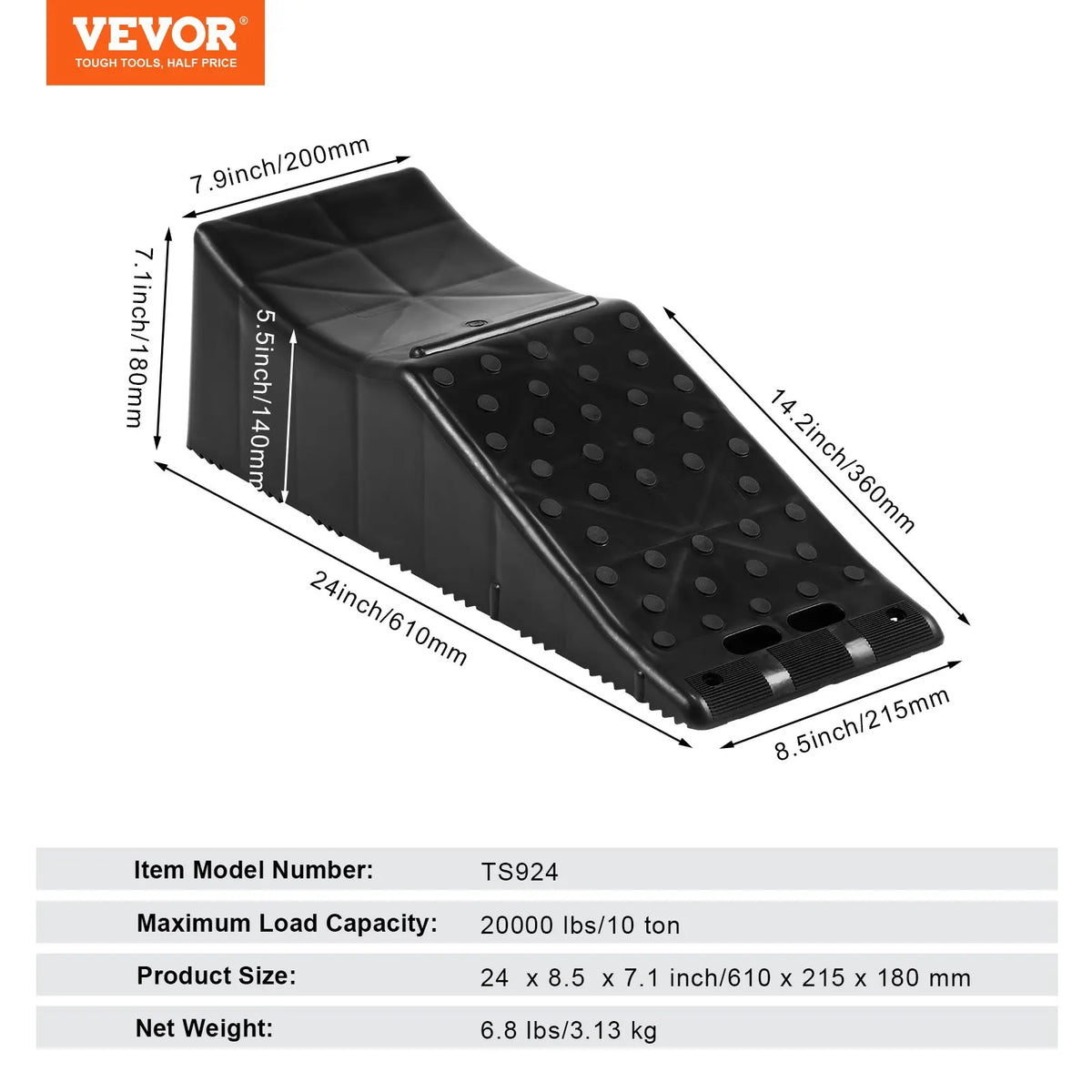 Car Service Ramp, 20000 lbs/10 ton Capacity, 5.5" Lift Car Ramp, Low Profile Plastic Tire Ramp for Oil Changes Wheels