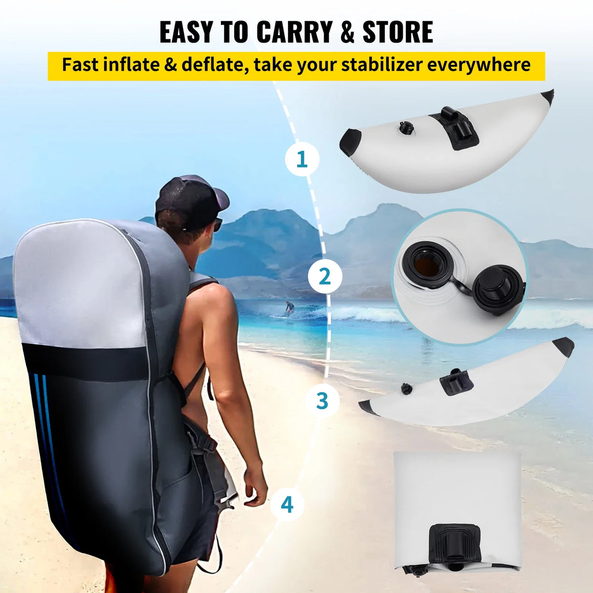 Kayak Outrigger Stabilizers 2 PCS PVC Inflatable Outrigger Float with Sidekick Arms Rod for Kayaks Canoes Fishing Boats