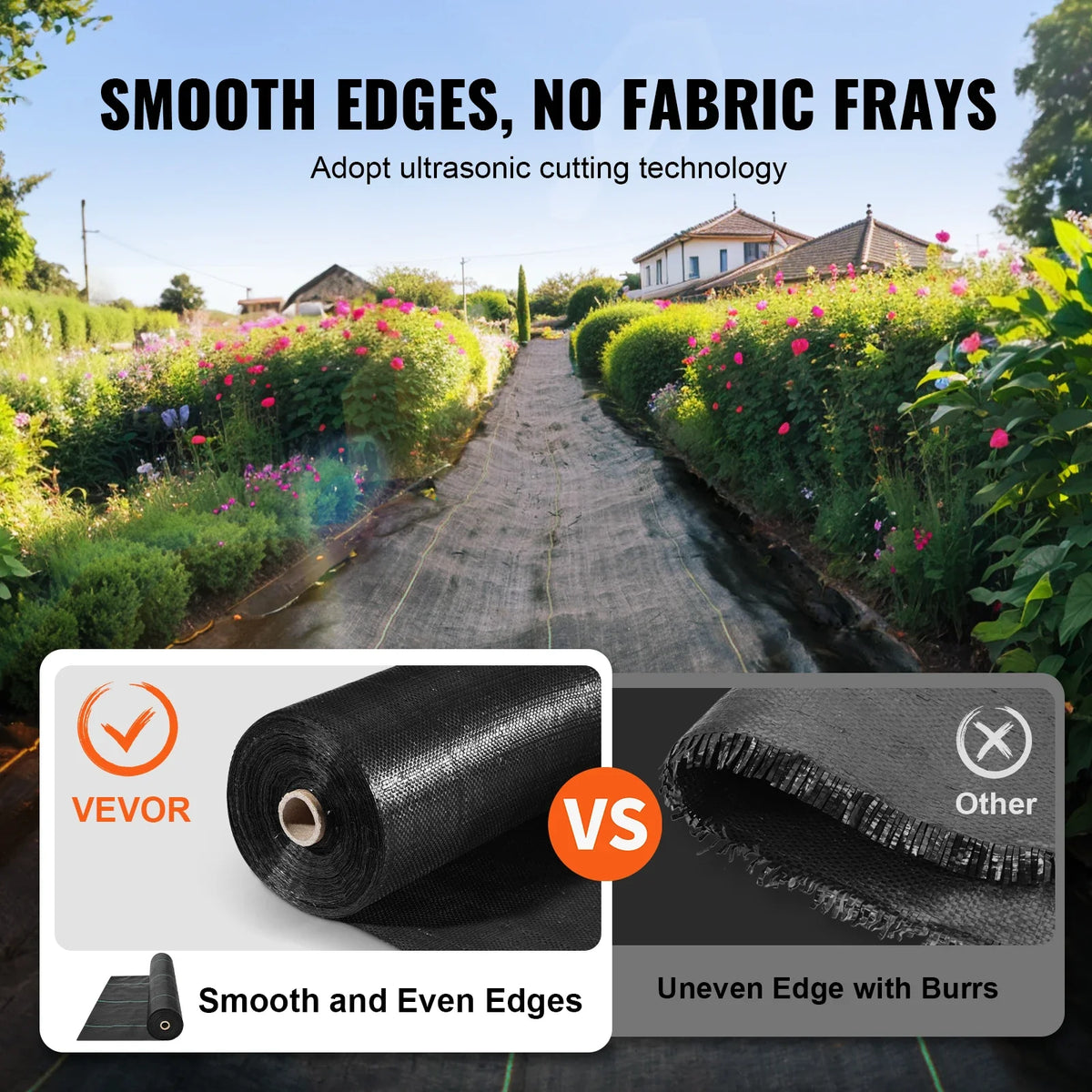 Weed Barrier Landscape Fabric 6.5*330FT Heavy Duty Garden Weed Fabric Woven PP Weed Control  for Landscaping Ground Cover