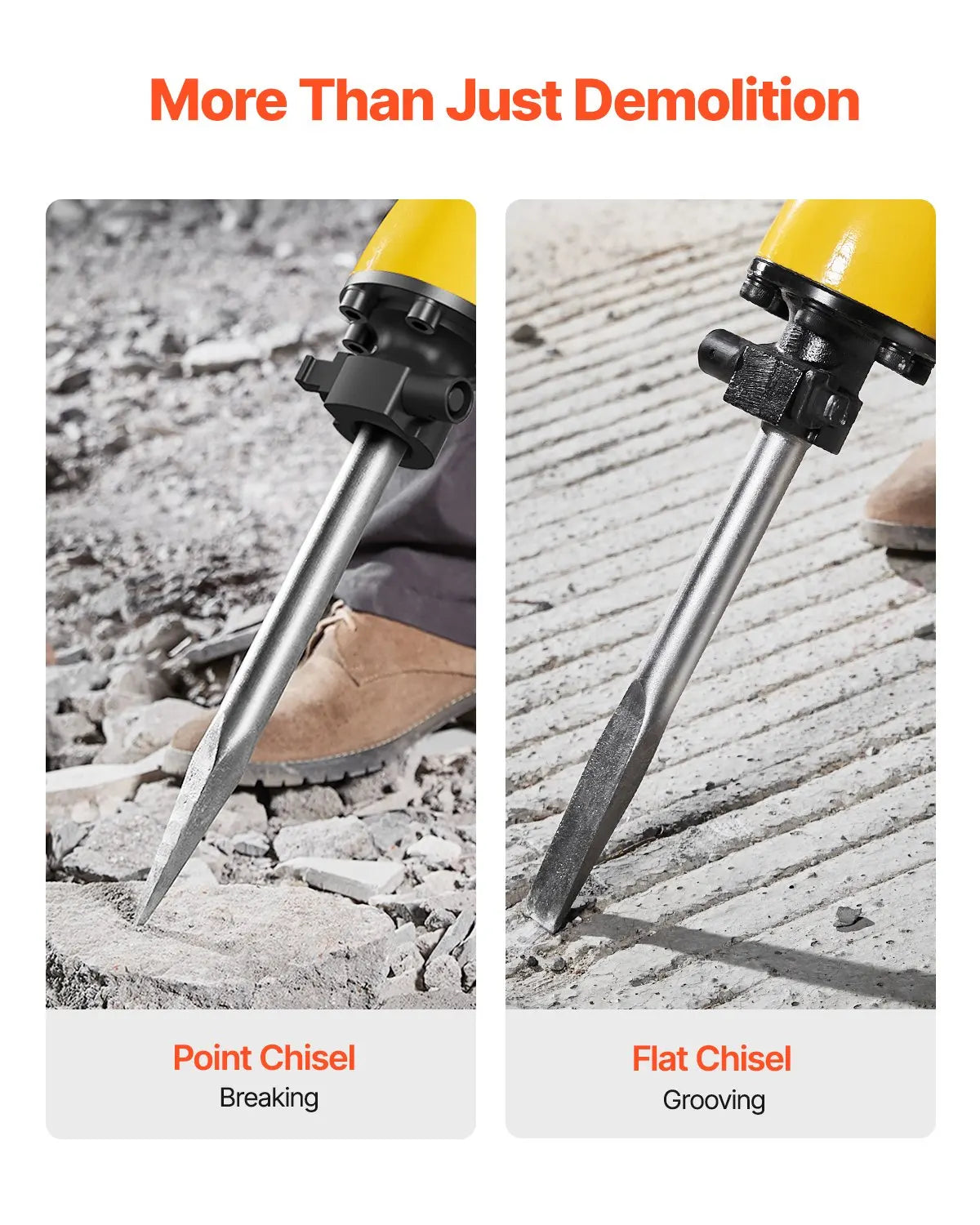 Demolition Jack Hammer 2200W 1350 BPM Jack Hammer Concrete Breaker, Electric Jack Hammer with 2/4pcs Chisels Bit, Yellow