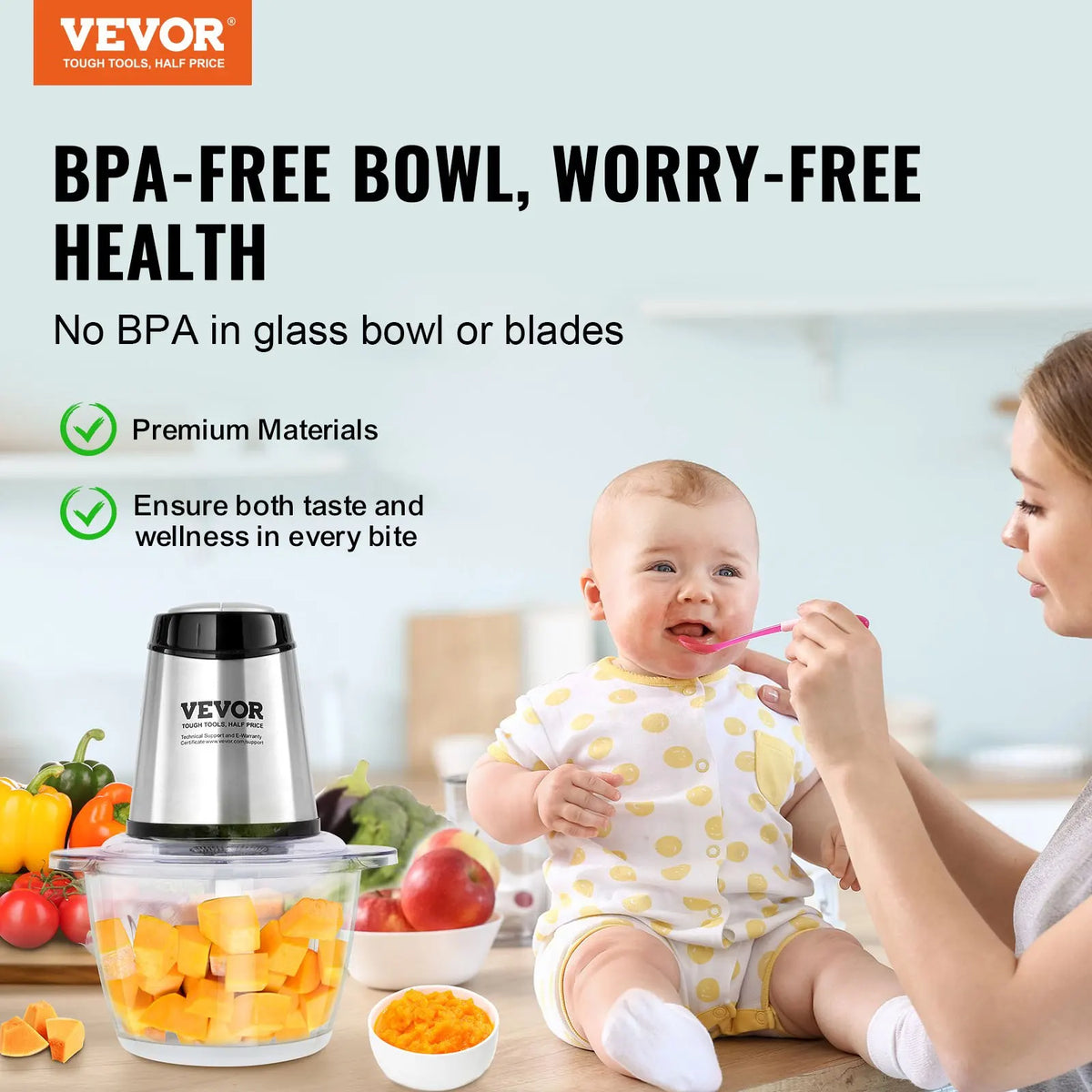 Food Processor,Electric Meat Grinder with 4 Blades,400W Electric Food Chopper,2 Speeds Food Grinder for Meat,Vegetables ﻿
