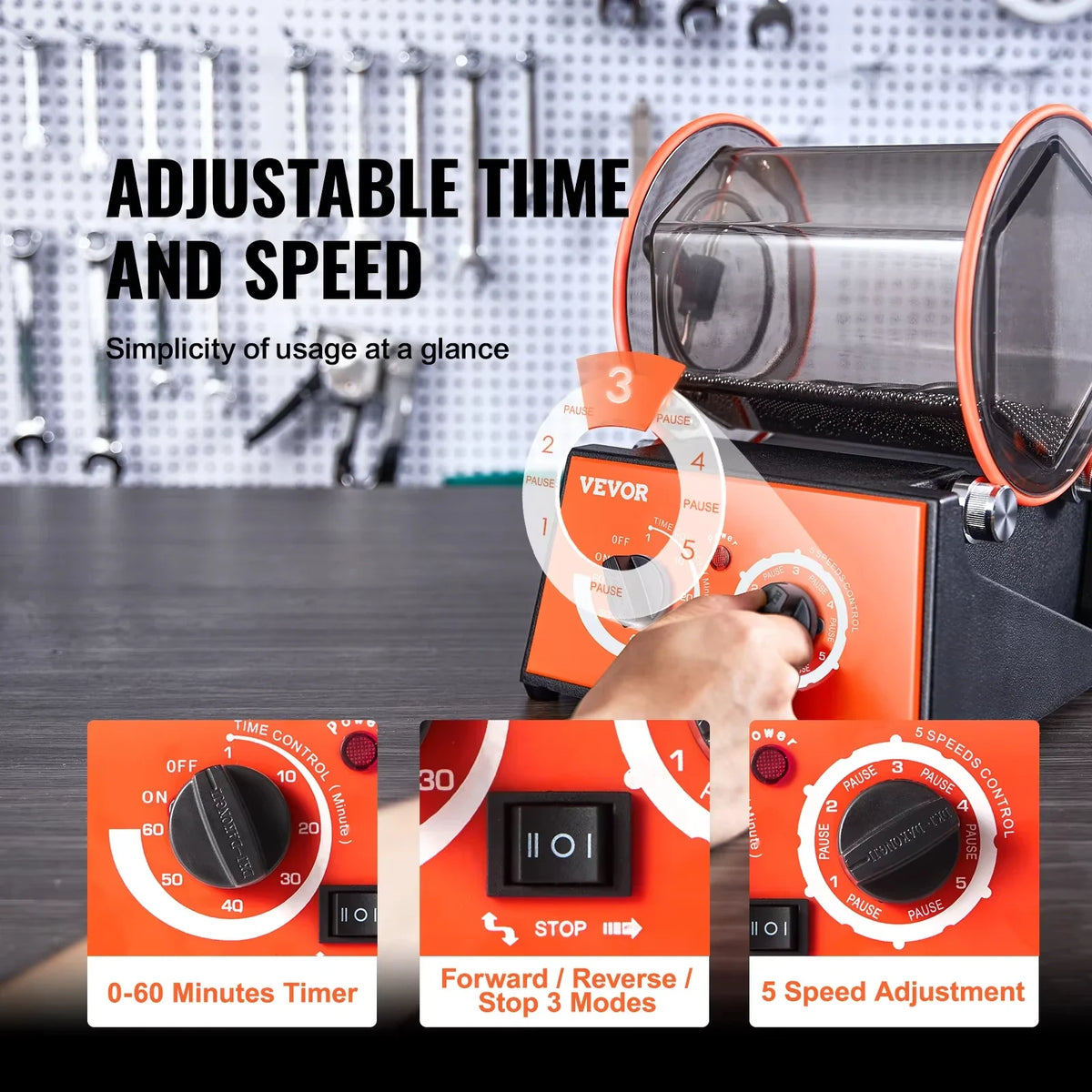 Rotary Tumbler 3kg 5kg Surface Polisher Jewelry Drum Polishing Machine Gem DIY Mini-Tumbler Finishing Tools
