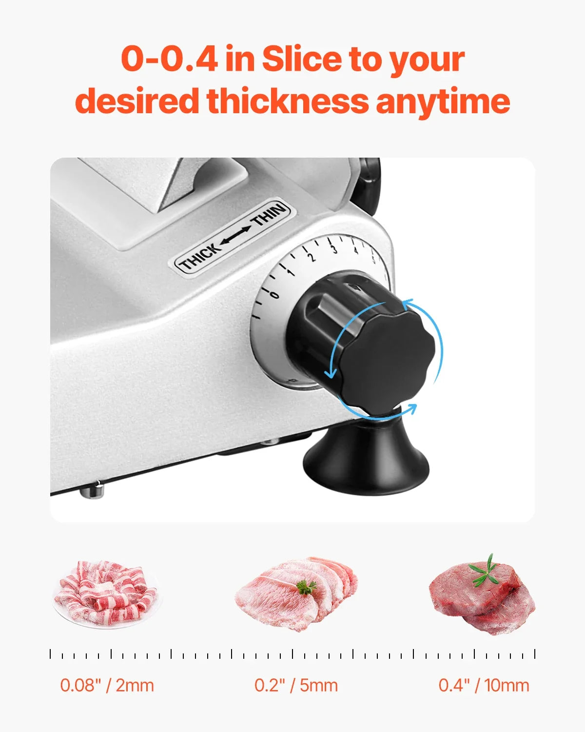 Commercial Meat Slicer, 10 inch Electric Deli Food Slicer, 180W Meat Cutter with a Premium 65Mn Blade, 0-0.4 in Thickness