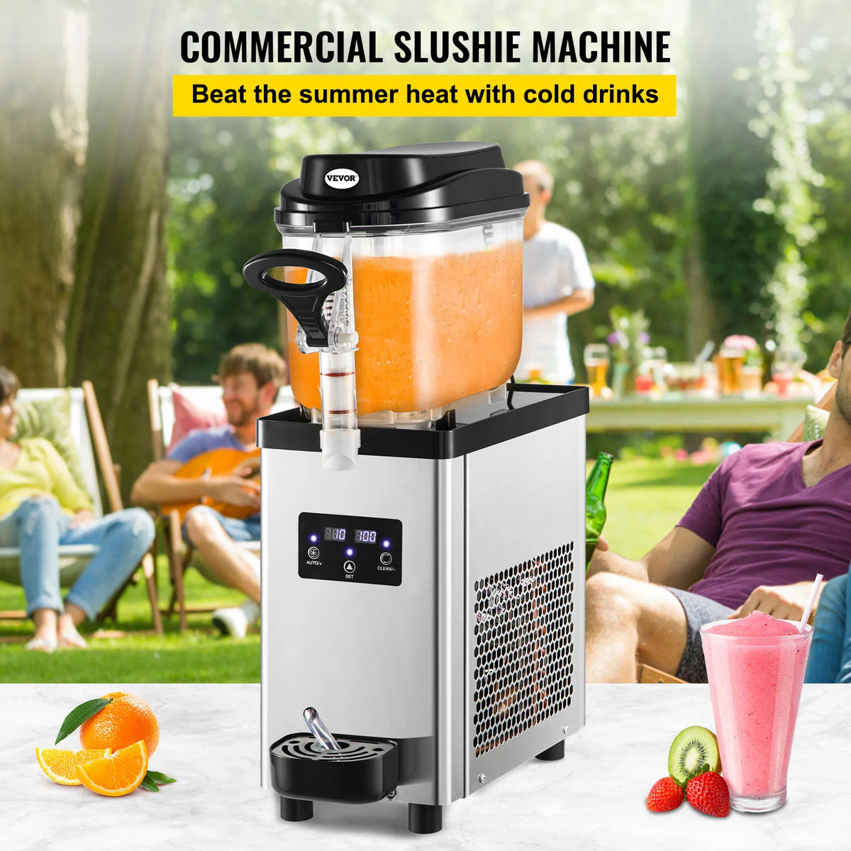 Commercial Slushy Machine, 6L 25 Cups Single-Bowl, 300W Stainless Steel Margarita Smoothie Frozen Drink Maker, for Cafes