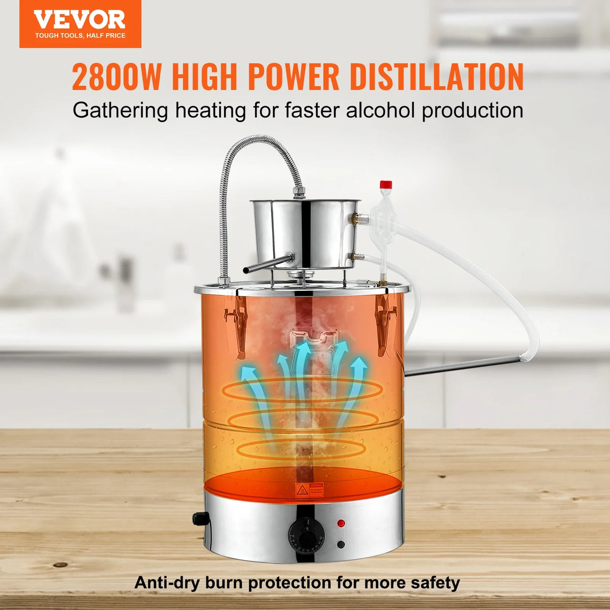 Alcohol Still, 30L 50L Water Alcohol Distiller, Home Distillery Kit w/ Stainless Steel Tube & Pump & One-way Exhaust Valve