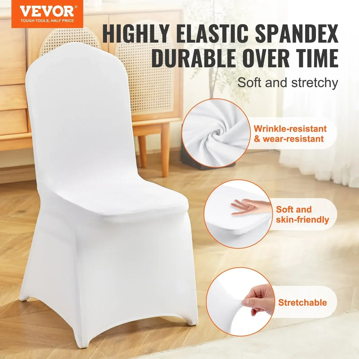 50pcs Chair Covers Wedding Spandex Stretch Fabric Removable Washable Protective Slipcovers for Restaurant Hotel Universal