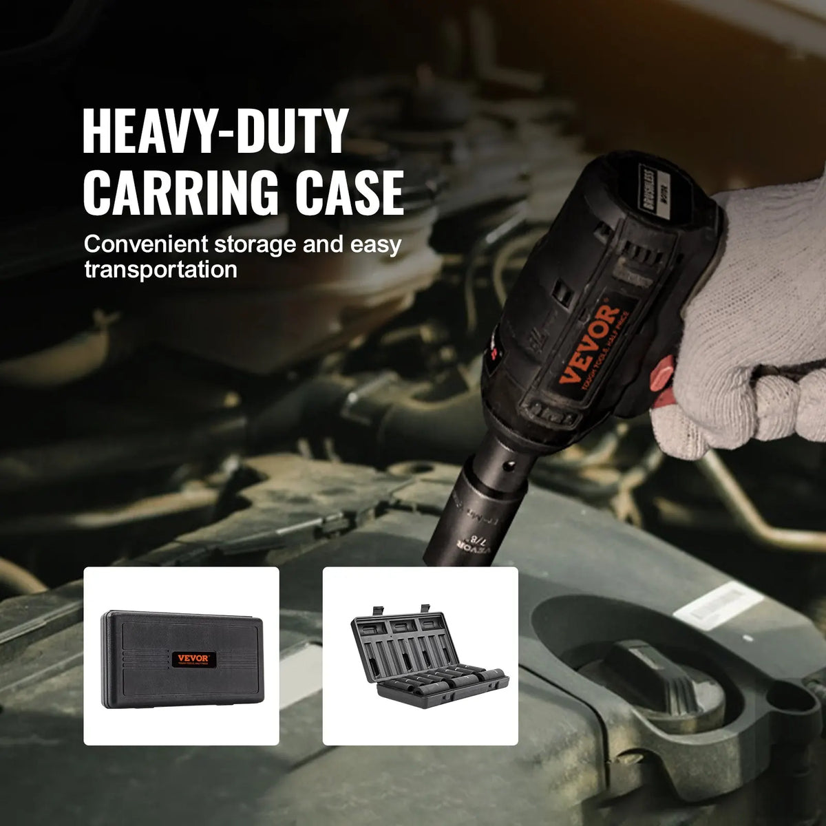 1/2" Drive Impact Socket Set, 11 Piece Deep Socket Set SAE 3/8"-1", 6 Point CR-V Alloy Steel for Auto Repair