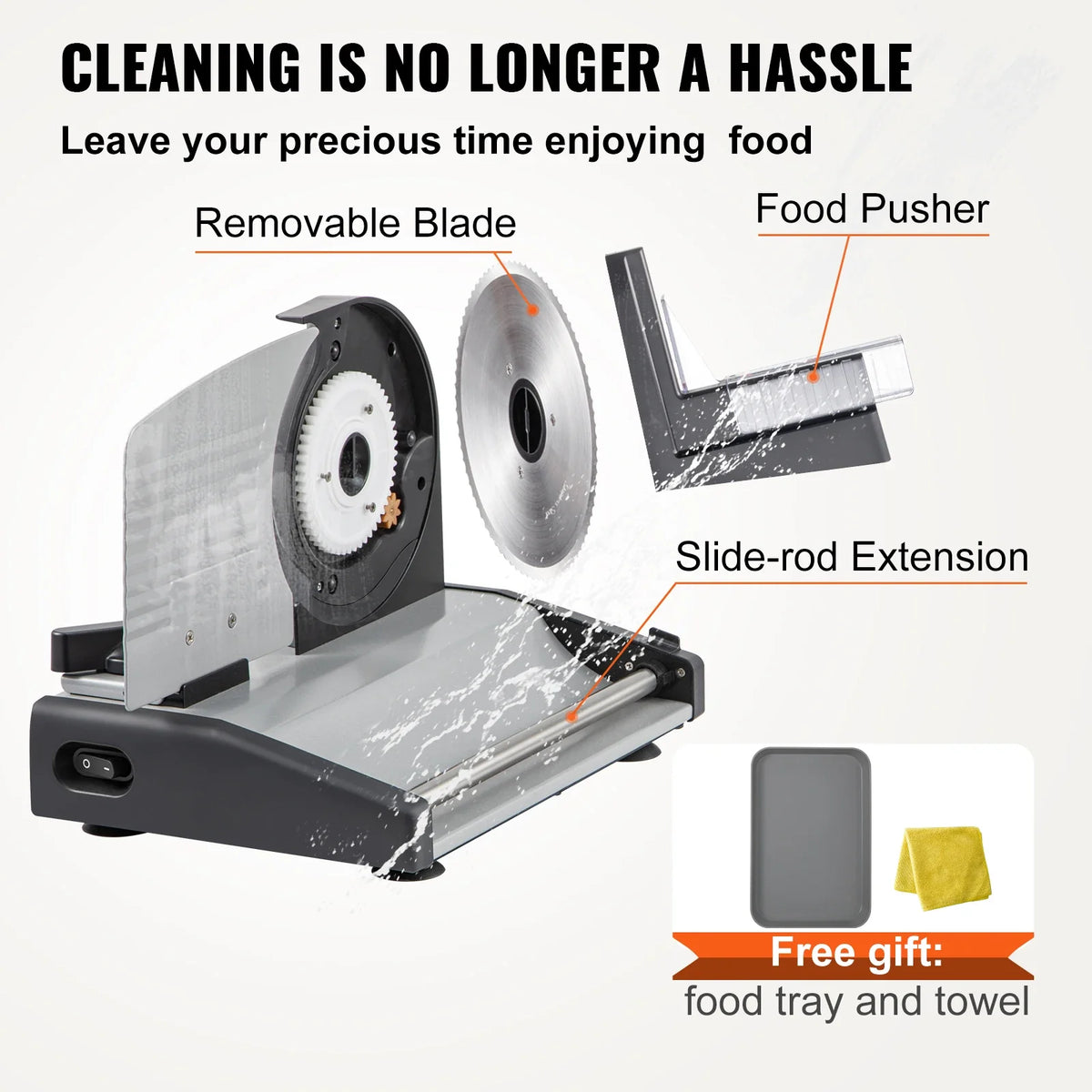 Meat Slicer Electric Deli Slicer with 7.5" Stainless Steel Removable Blade, Food Slicer Machine for Meat Bread,Child Lock