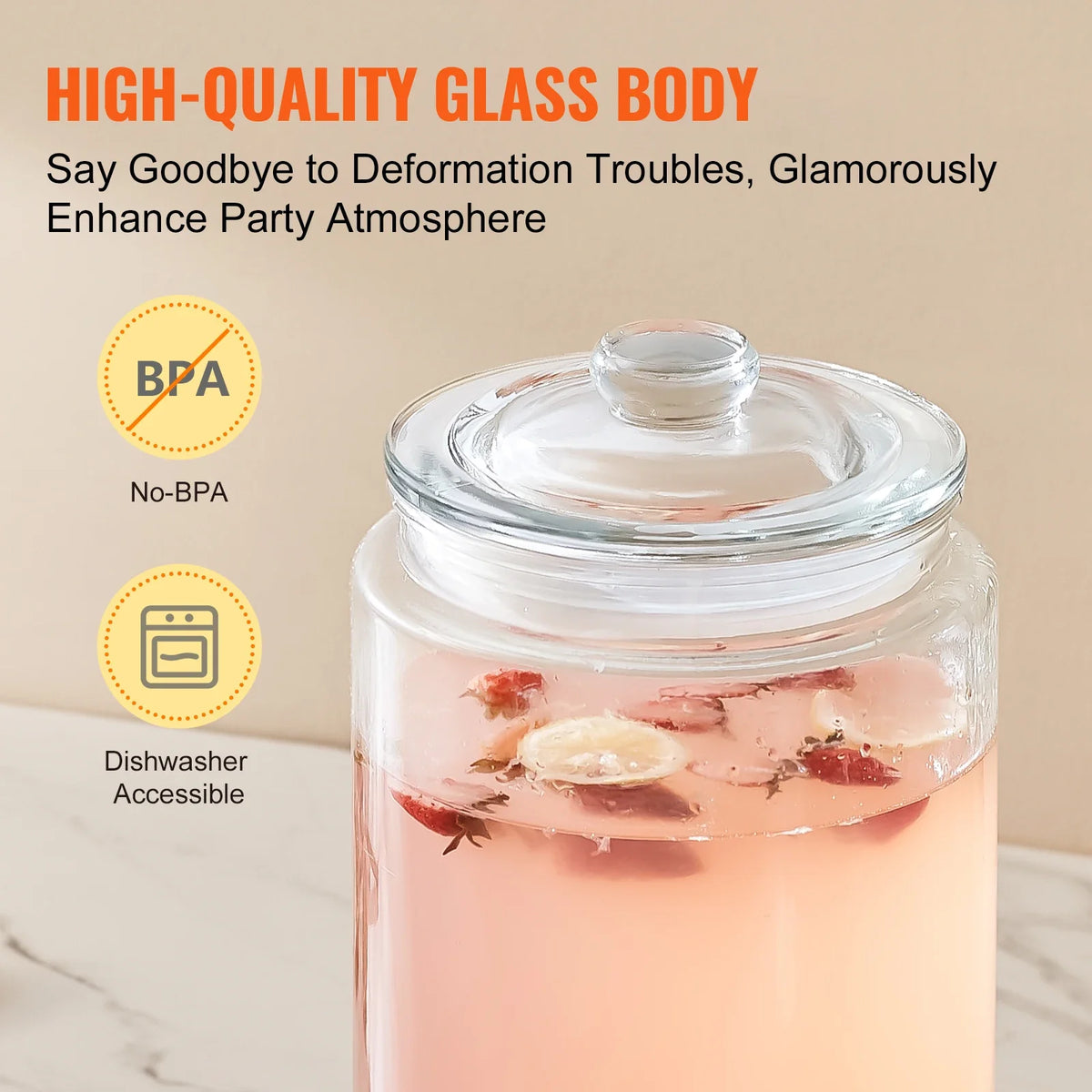 Beverage Dispenser 2 Gallon with Stainless Steel Spigot Iced Tea Lemonade Juice Water Dispenser for Restaurants Parties