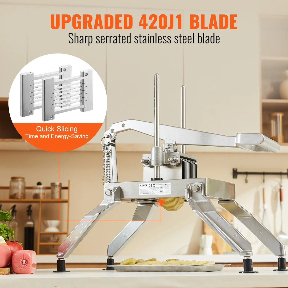 Commercial Vegetable Slicer,Fruit Heavy Duty Professional Food Dicer,Manual Stainless Steel Vegetable Cutter,for Potatoes
