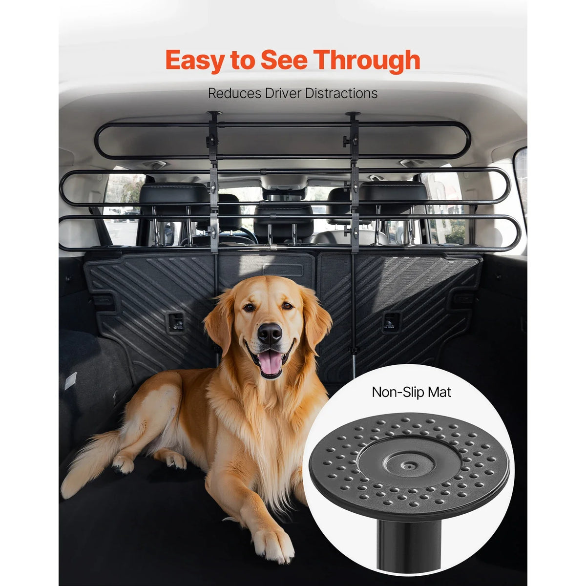 Dog Car Barrier, Dog Car Gate-Strong Metal Tubing Gate Divider Adjustable Universal-Fit Vehicle Pet Barrier for Car Truck