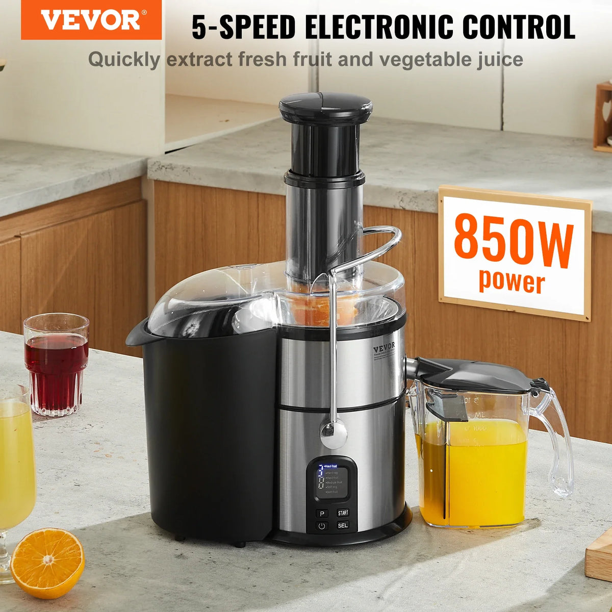 Juicer Machine 850W Motor Centrifugal Juice Extractor Easy Clean Centrifugal Big Mouth Large for Fruits and Vegetables